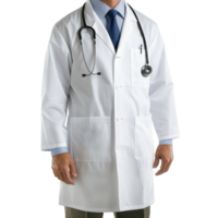 Male Doctor in White Lab Coat with Stethoscope for Medical Solutions on Transparent Background png