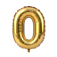 Golden Balloon with Number Zero Font on White Background on Transparent Background png