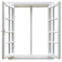 Open Window Frame with Scenic View on Transparent Background png