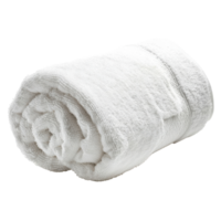 Rolled Up Plain White Bath Towel for Spa or Home Use on Transparent Background png