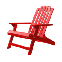 Red Wooden Beach Lounge Chair on White Background for Relaxation and Vacation Imagery on Transparent Background png