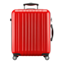 Red Travel Suitcase with Wheels for Convenient Transport on Transparent Background png