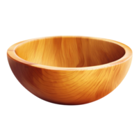 Elegant Round Wooden Kitchen Bowl for Serving and Decoration on Transparent Background png