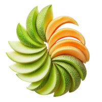 Fresh Slices of Cantaloupe and Honeydew Melon for Healthy Snacking on Transparent Background png