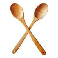 Crossed Wooden Spoons for Culinary Decoration on Transparent Background png