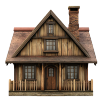 Vintage Wooden House Exterior Isolated on White Background for Architectural Design Use on Transparent Background png