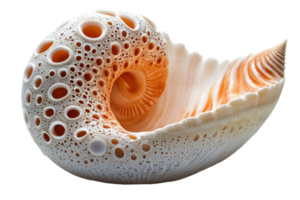 Detailed shell with intricate patterns and vibrant colors found on a sandy beach png
