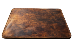Rustic leather desk mat for an elegant workspace, ideal for home or office use png