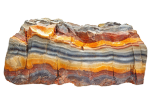 Unique multi-colored rock displaying natural banding patterns found in sedimentary formations png