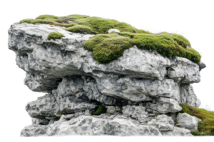 Unique rock formation covered in lush greenery found in a natural environment during daylight png