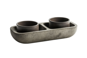 Decorative concrete planter designed for two potted plants featuring a modern and minimalistic style png