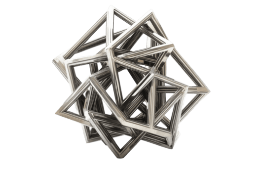 intricato geometrico scultura fatto a partire dal intersecano triangolare montatura visualizzato su un' neutro sfondo png