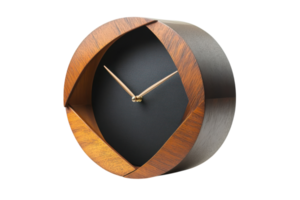 Unique wooden clock with contemporary design for modern home decor png