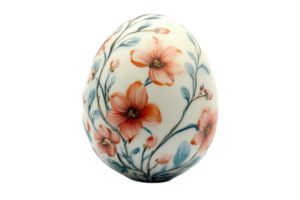 Decorative ceramic egg with floral patterns displayed on a solid background in a craft setting png