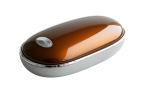 Unique oval-shaped case with a shiny brown surface perfect for storing small items png