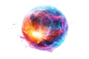 Colorful abstract representation of a cosmic sphere with vibrant hues in a digital art style png