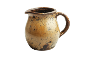 Beautifully crafted ceramic pitcher with rustic finish displayed on a simple background showcasing its unique texture and design png