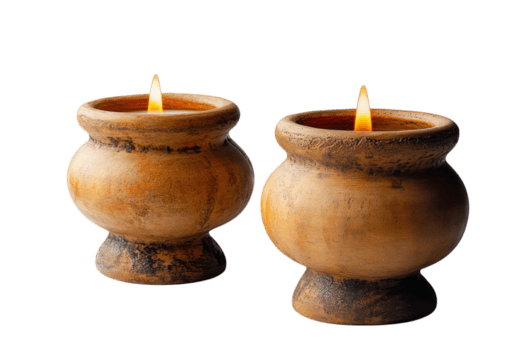 skön handgjort ljus i rustik lera innehavare skapa en värma och inbjudande atmosfär för några miljö png