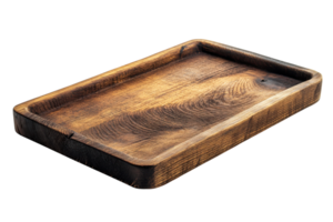 Wooden serving tray on a plain background showcasing natural grain and rustic charm in a simple design for functional use png