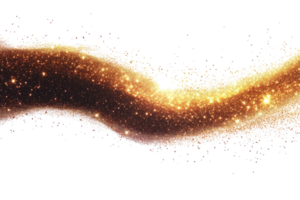 Golden sparkles swirl across a white background creating a magical and ethereal effect png