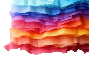 Colorful layers of tissue paper stacked together creating a vibrant display for crafts or decoration purposes png
