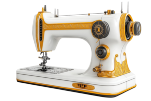 Vintage sewing machine with intricate design stands ready for crafting projects in a bright workspace png