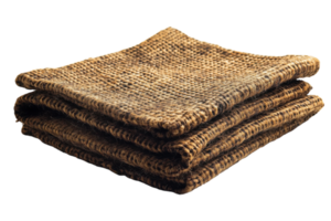 Textured burlap fabric stacked gently on a white background showcasing its rustic charm and versatility for crafting and decor png