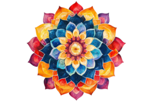 Colorful mandala artwork created with intricate patterns and vibrant hues in a harmonious design png