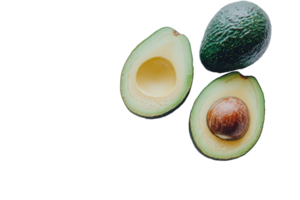 Freshly sliced avocados showcase ripe fruit and healthy food choices in a minimalist setting png