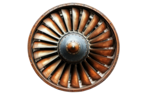 Turbine engine with intricate blades and metallic components highlighting engineering design and craftsmanship png