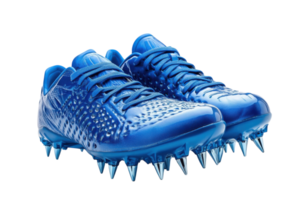 Blue athletic cleats designed for high performance in competitive sports environments png