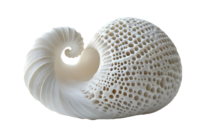 Beautiful nautilus shell showcasing intricate patterns and natural textures on a plain background png
