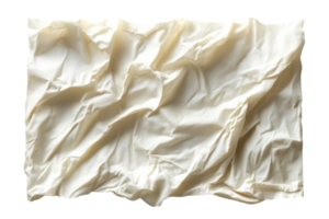 Wrinkled white fabric on a flat surface creates a textured display, emphasizing softness and subtle elegance in design png