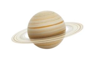 Beautiful depiction of Saturn showcasing its distinctive rings and colorful bands in a clear cosmic environment png