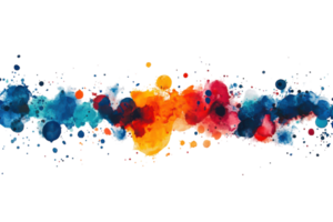 Colorful abstract splashes of paint creating a vibrant artistic effect on a white background png
