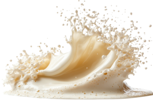 Dynamic splash of milk creating intricate patterns on a white background png
