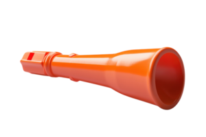 Bright orange megaphone resting on a flat surface ready for use at events or gatherings png