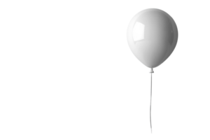 White balloon floating gently in a bright space with soft shadows and simple background png