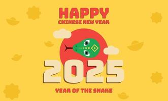 2025 Chinese New Year design with snake, year of snake 2025, lunar new year 2025, celebrates the Lunar New Year, symbolizing fortune, prosperity, and renewal. vector
