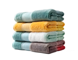 Stack of Colorful Plush Towels Ready for Display png
