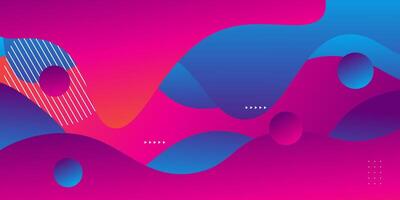 Abstract colorful blue pink gradient illustration background with dynamic simple wave and circle pattern. Cool design. Eps10 vector