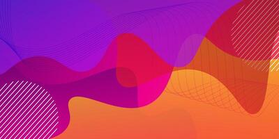 Orange and purple gradient geometric business banner design. Creative banner design with wave and line shape as template. Simple and modern banner. Eps10 vector