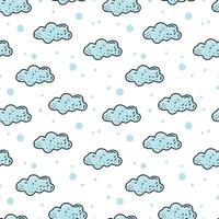 Delicate clouds scattered on a light background create a playful heavenly pattern, perfect for packaging or textile prints. vector