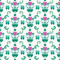 Tulip Flowers Pattern with doodle leaf. Seamless pattern. vector