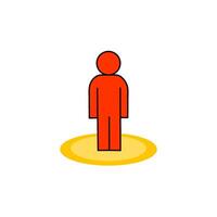 Location icon with a person isolated on white background. vector