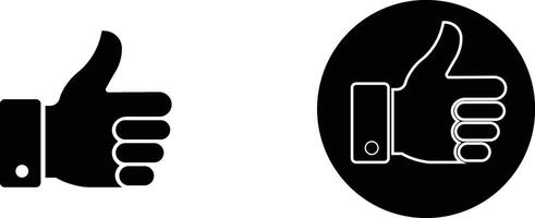 Thumb up and like gesture editable stroke outline icons set isolated on white background flat illustration. Pixel perfect vector