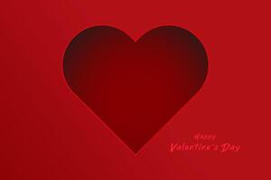 A minimalist red heart design centered on a deep red gradient background, with the text Happy Valentine Day is written in a soft pink font at the bottom right. vector