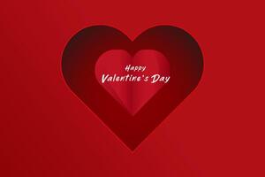 A clean, modern graphic of a large red heart on a matching red gradient background with the phrase Happy Valentines Day elegantly placed in the lower right. vector