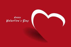 modern graphic of a large red heart on a matching red gradient background with the phrase Happy Valentines Day elegantly and Creative and simple background vector