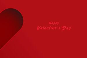 A subtle Valentines Day card featuring a dark red heart shape with a slight shadow effect on a red backdrop, complemented by festive text in the corner. vector